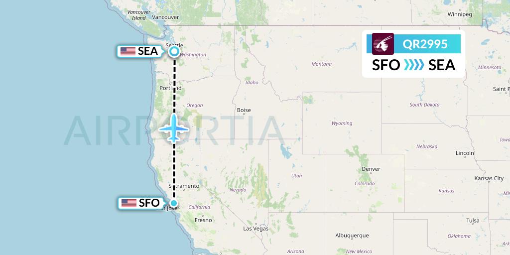 QR2995 Qatar Airways Flight Map: San Francisco to Seattle