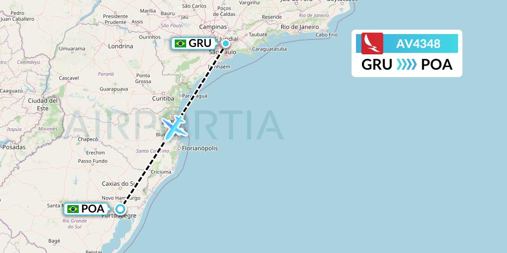 AV4348 Avianca Flight Map: Sao Paulo to Porto Alegre