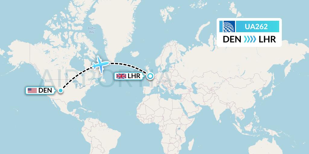 UA262 United Airlines Flight Map: Denver to London