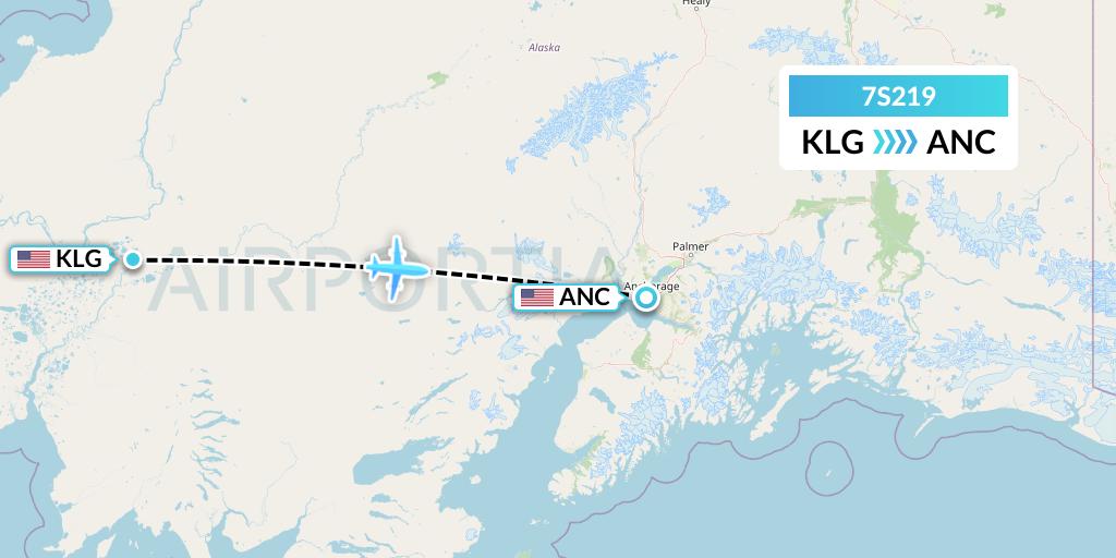 7S219 Ryan Air (USA) Flight Map: Kalskag to Anchorage