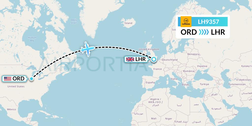 LH9357 Lufthansa Flight Map: Chicago to London