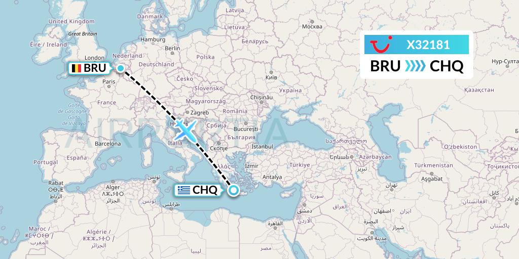 X32181 TUI fly Germany Flight Map: Brussels to Chania