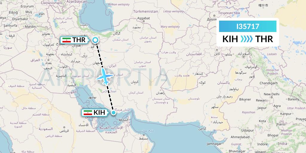 I35717 ATA Airlines Flight Map: Kish Island to Tehran