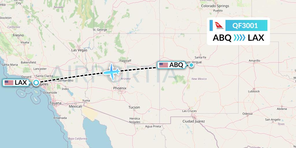 QF3001 Qantas Flight Map: Albuquerque to Los Angeles