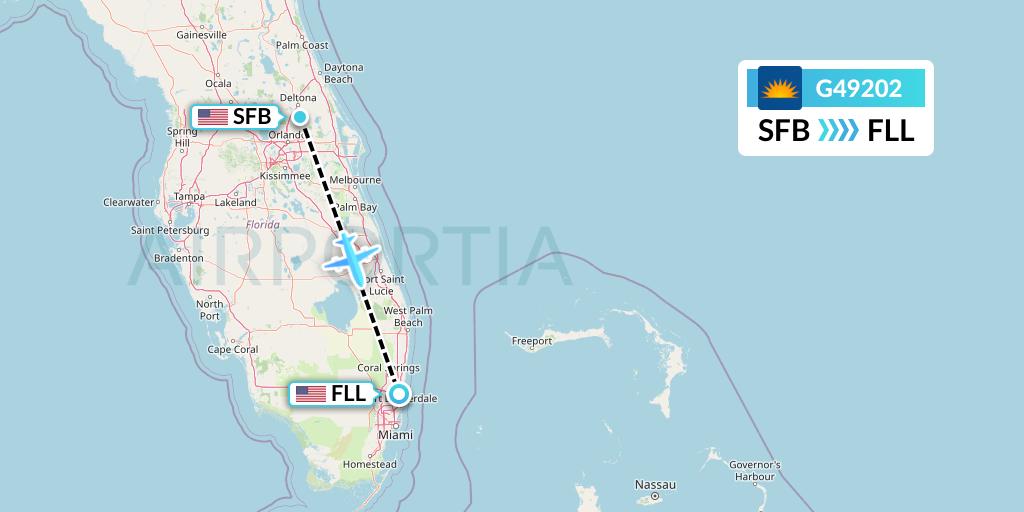 G49202 Allegiant Air Flight Map: Orlando to Fort Lauderdale