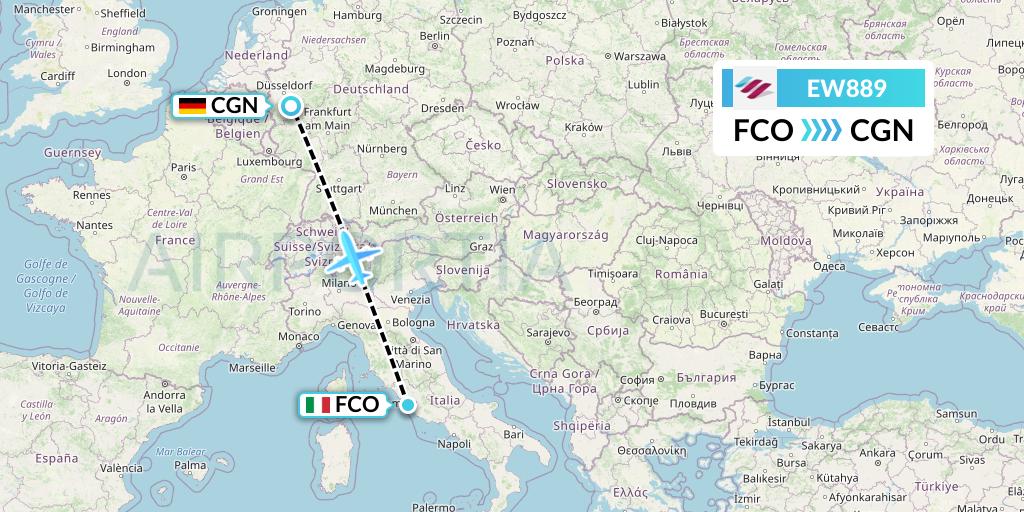 EW889 Eurowings Flight Map: Rome to Cologne