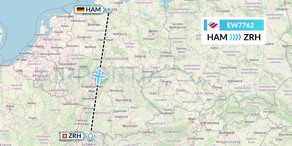 EW7762 Eurowings Flight Map: Hamburg to Zurich