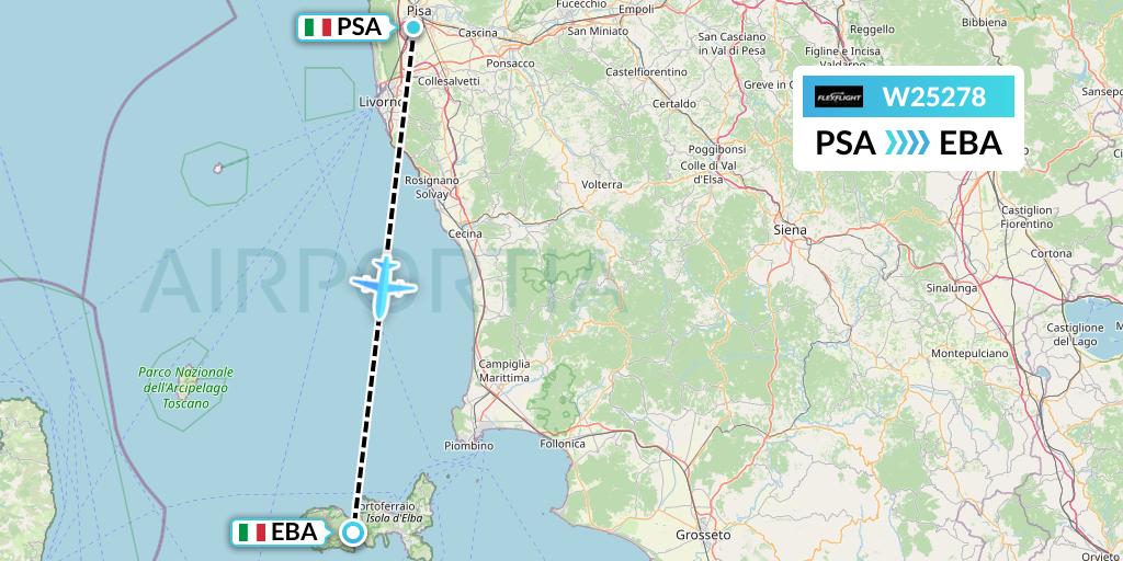 W25278 Flex Flight Flight Map: Pisa to Elba