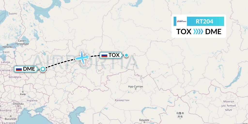 RT204 UVT aero Flight Map: Tobolsk to Moscow