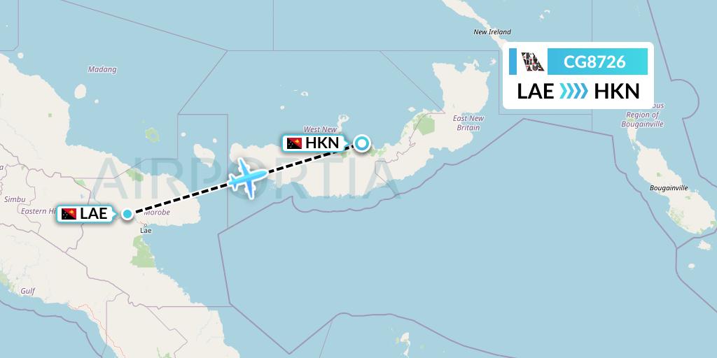 CG8726 Airlines PNG Flight Map: Lae to Hoskins