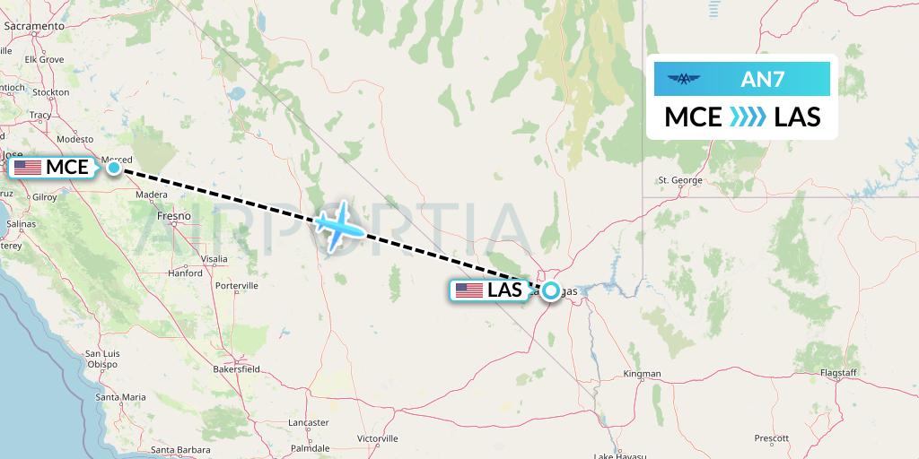 AN7 Advanced Air Flight Map: Merced to Las Vegas