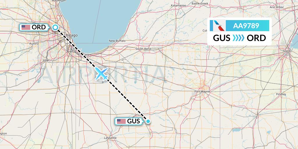AA9789 American Airlines Flight Map: Peru to Chicago