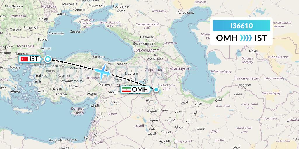 I36610 ATA Airlines Flight Map: Urmia to Istanbul