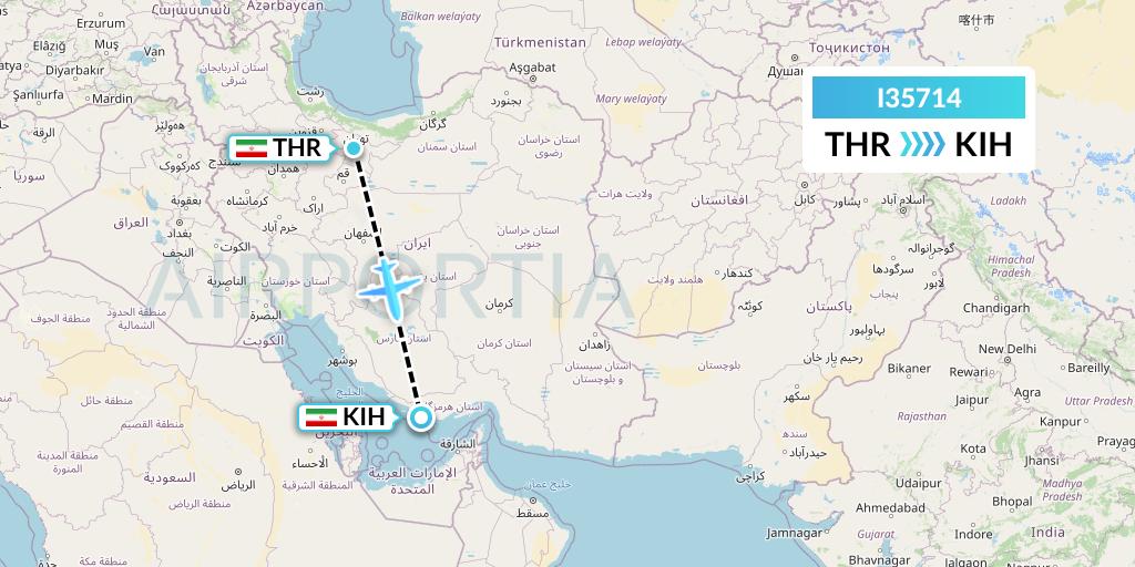 I35714 ATA Airlines Flight Map: Tehran to Kish Island