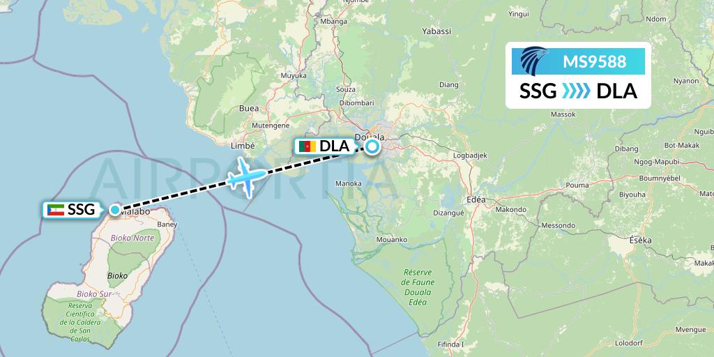 MS9588 EgyptAir Flight Map: Malabo to Douala