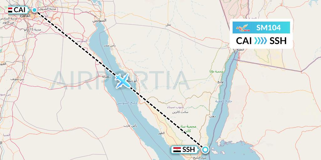SM104 Air Cairo Flight Map: Cairo to Sharm el-Sheikh