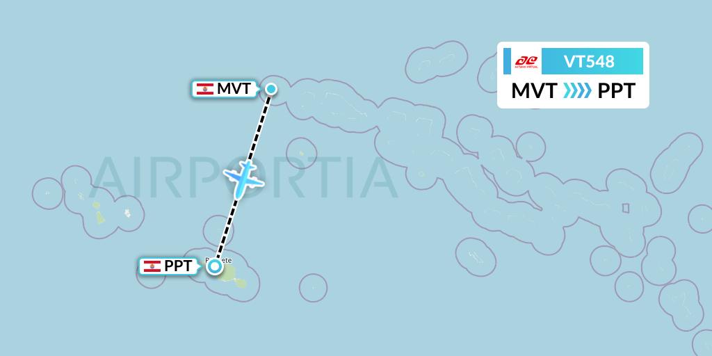 VT548 Air Tahiti Flight Map: Mataiva to Papeete