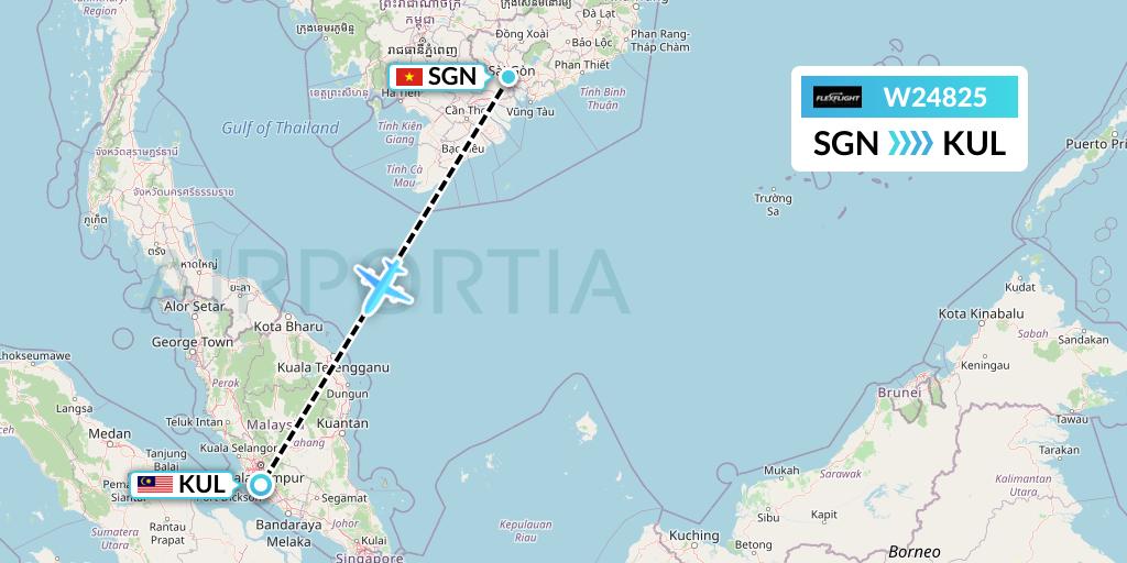 W24825 Flex Flight Flight Map: Ho Chi Minh City to Kuala Lumpur