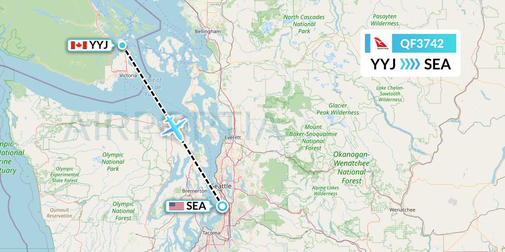 QF3742 Qantas Flight Map: Victoria to Seattle