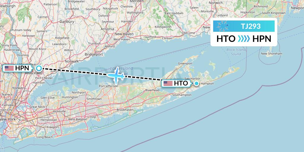 TJ293 Tradewind Aviation Flight Map: East Hampton to White Plains