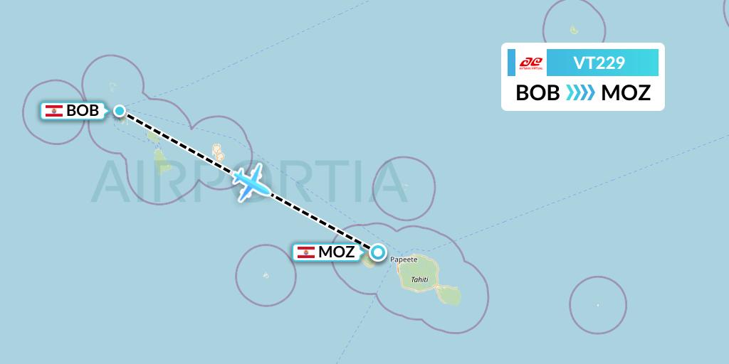 VT229 Air Tahiti Flight Map: Bora Bora to Moorea