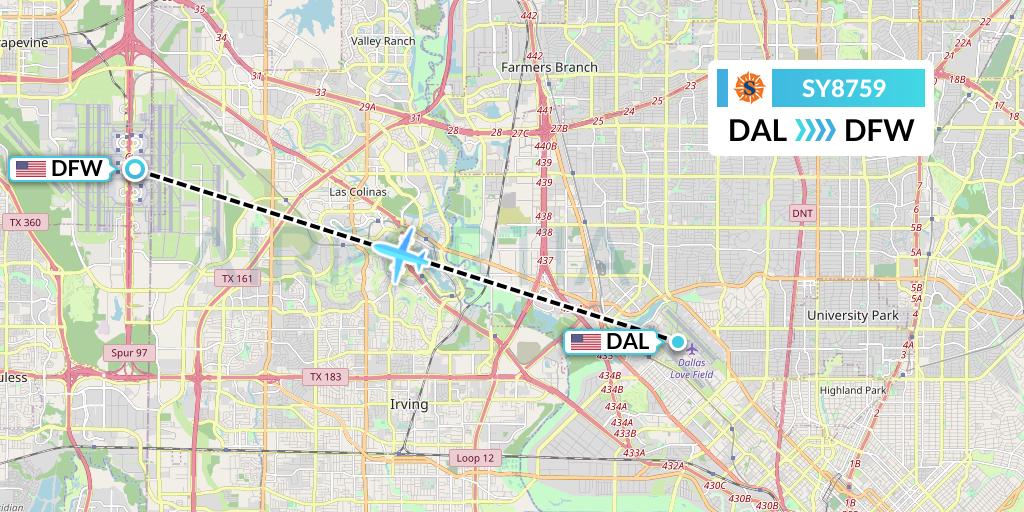 SY8759 Sun Country Airlines Flight Map: Dallas to Dallas