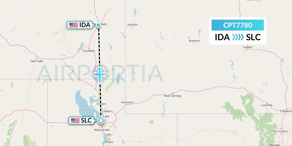 CPT7780 Corporate Air Flight Map: Idaho Falls to Salt Lake City