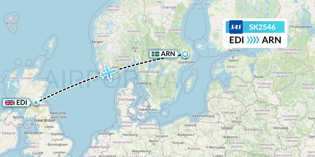 SK2546 Flight Status SAS Edinburgh to Stockholm (SAS2546)