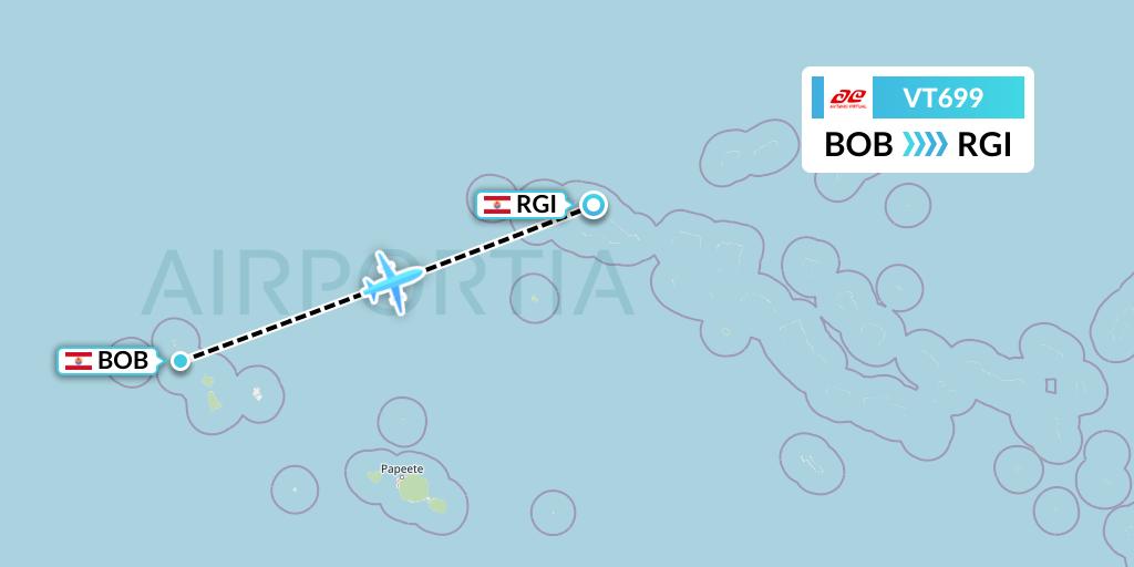 VT699 Air Tahiti Flight Map: Bora Bora to Rangiroa