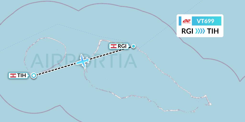 VT699 Air Tahiti Flight Map: Rangiroa to Tikehau