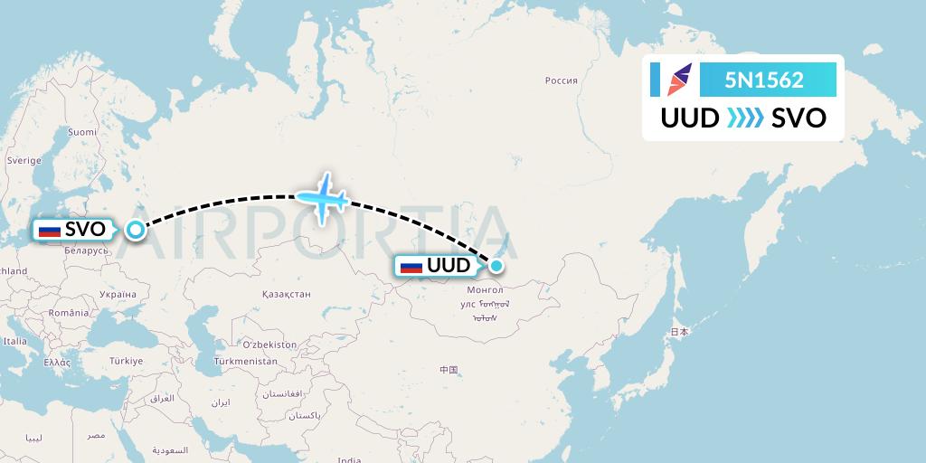 5N1562 Nordavia Flight Map: Ulan-Ude to Moscow