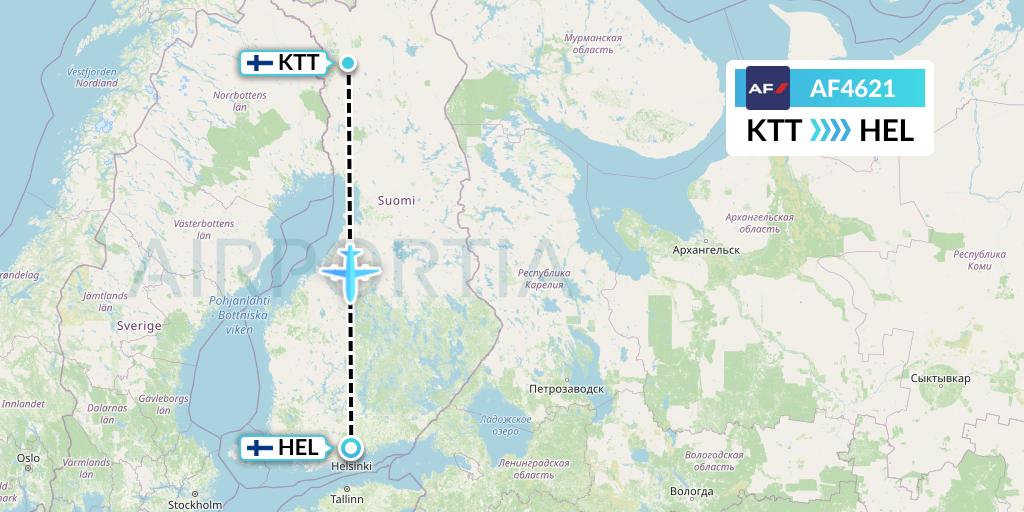AF4621 Air France Flight Map: Kittila to Helsinki
