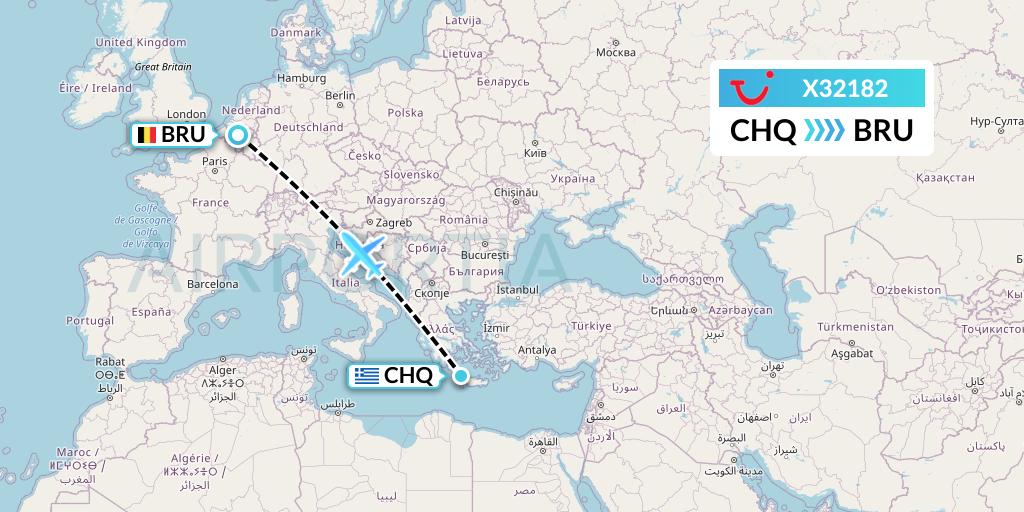 X32182 TUI fly Germany Flight Map: Chania to Brussels