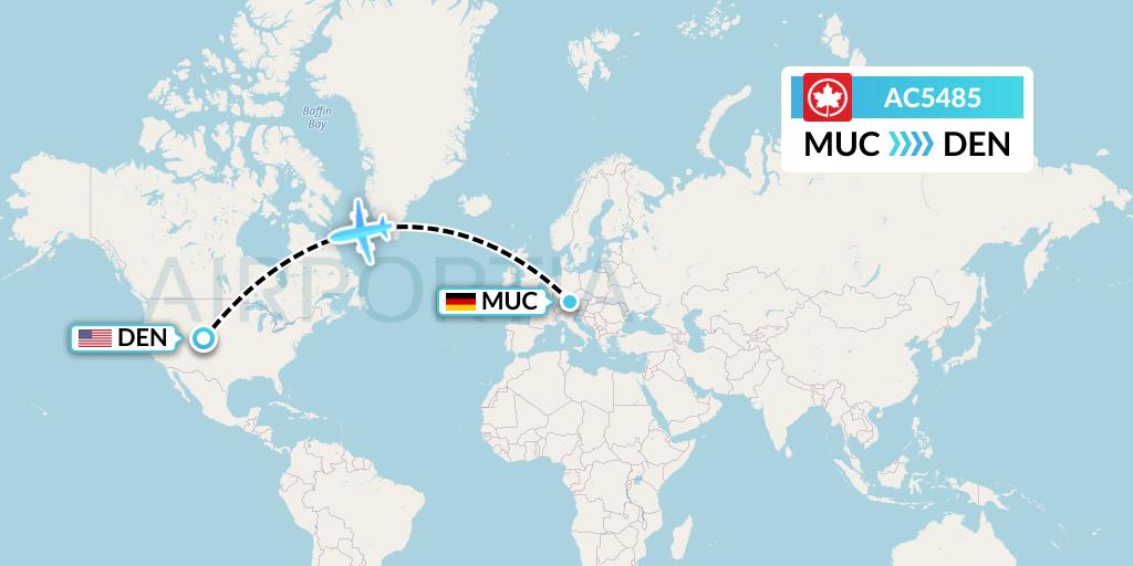 AC5485 Air Canada Flight Map: Munich to Denver