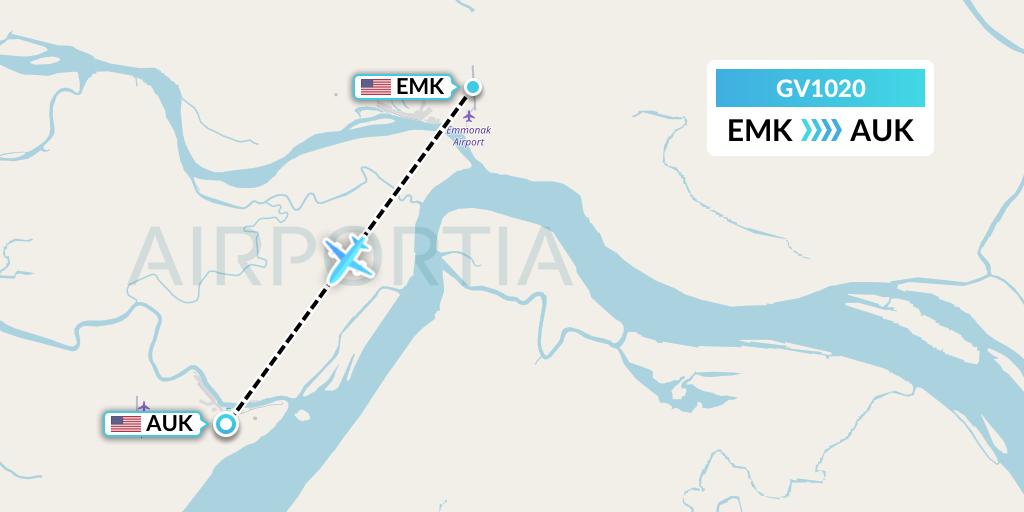 GV1020 Grant Aviation Flight Map: Emmonak to Alakanuk