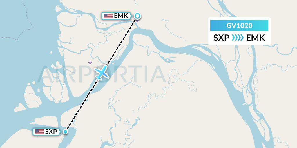 GV1020 Grant Aviation Flight Map: Sheldon Point to Emmonak