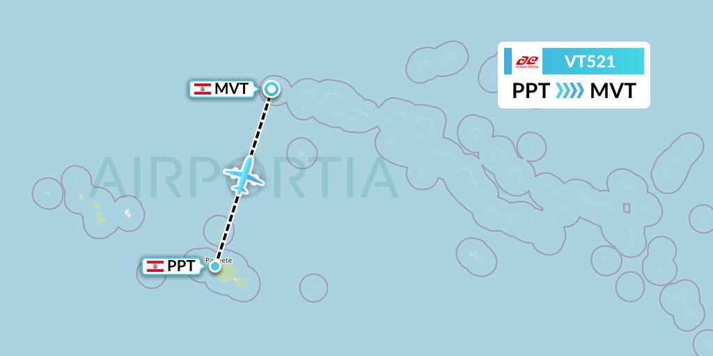 VT521 Air Tahiti Flight Map: Papeete to Mataiva