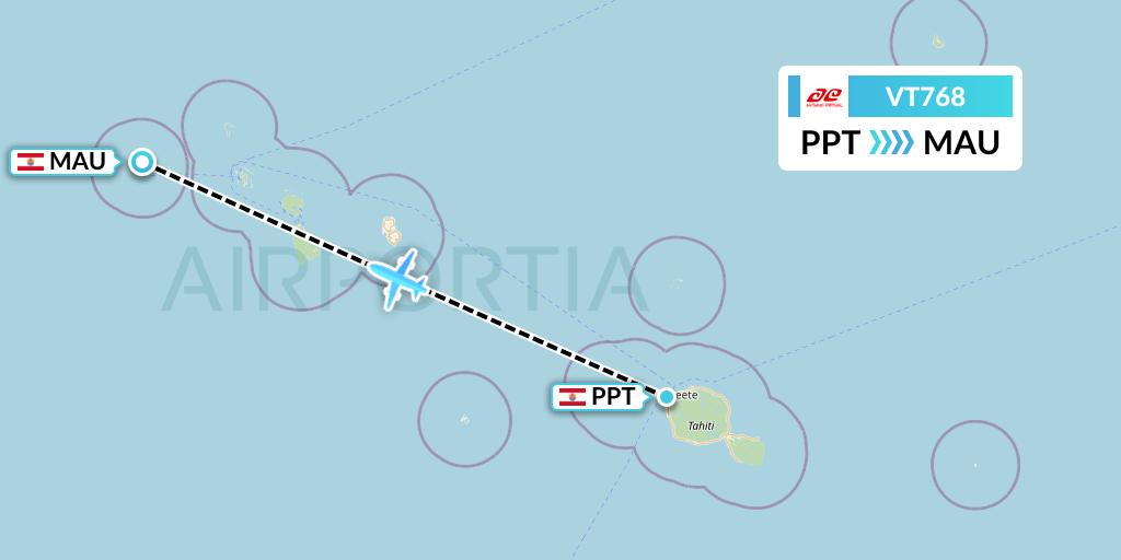 VT768 Air Tahiti Flight Map: Papeete to Maupiti
