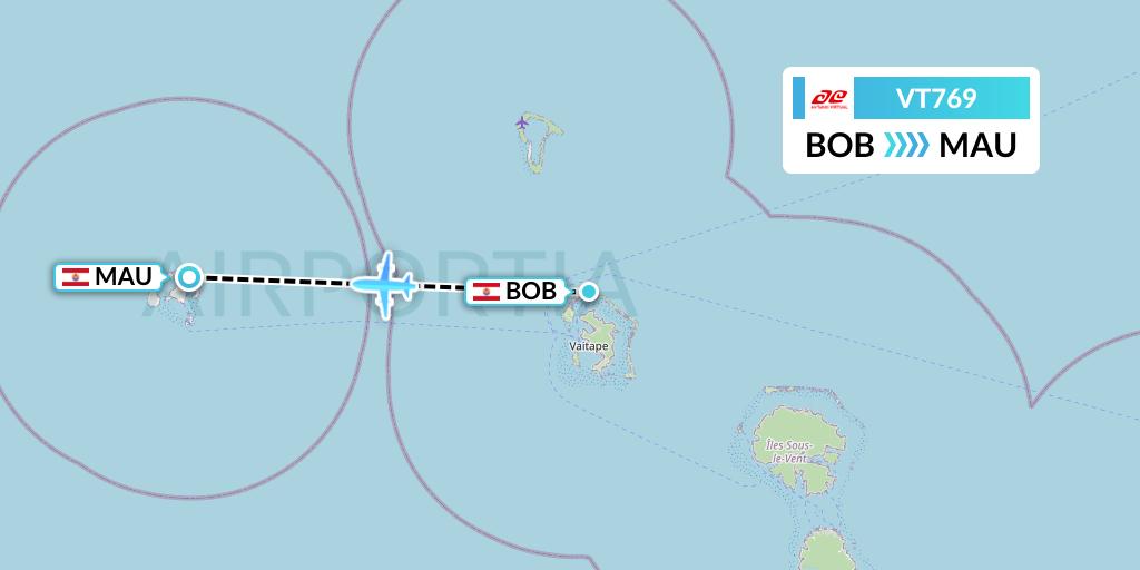 VT769 Air Tahiti Flight Map: Bora Bora to Maupiti