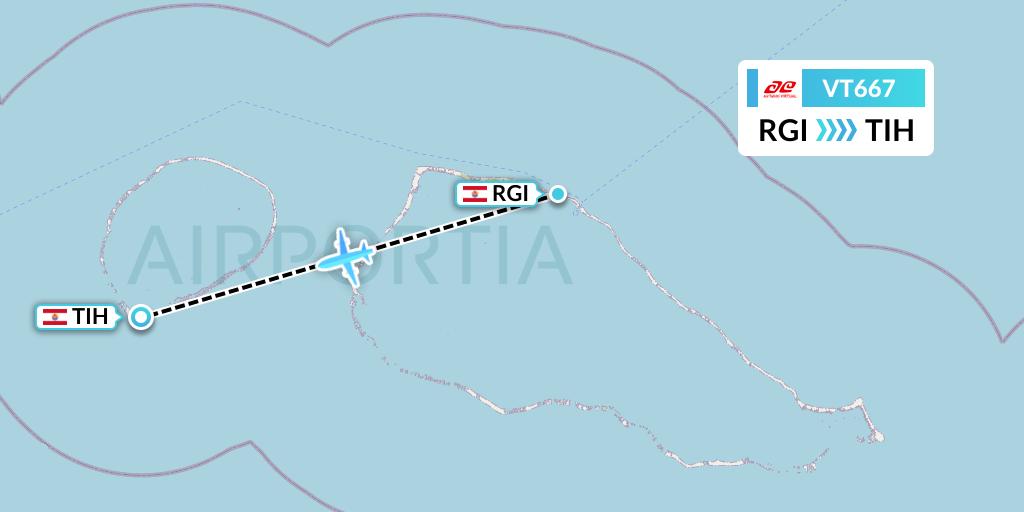 VT667 Air Tahiti Flight Map: Rangiroa to Tikehau