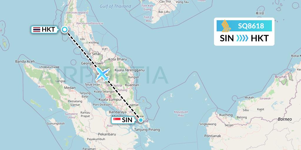 SQ8618 Singapore Airlines Flight Map: Singapore to Phuket