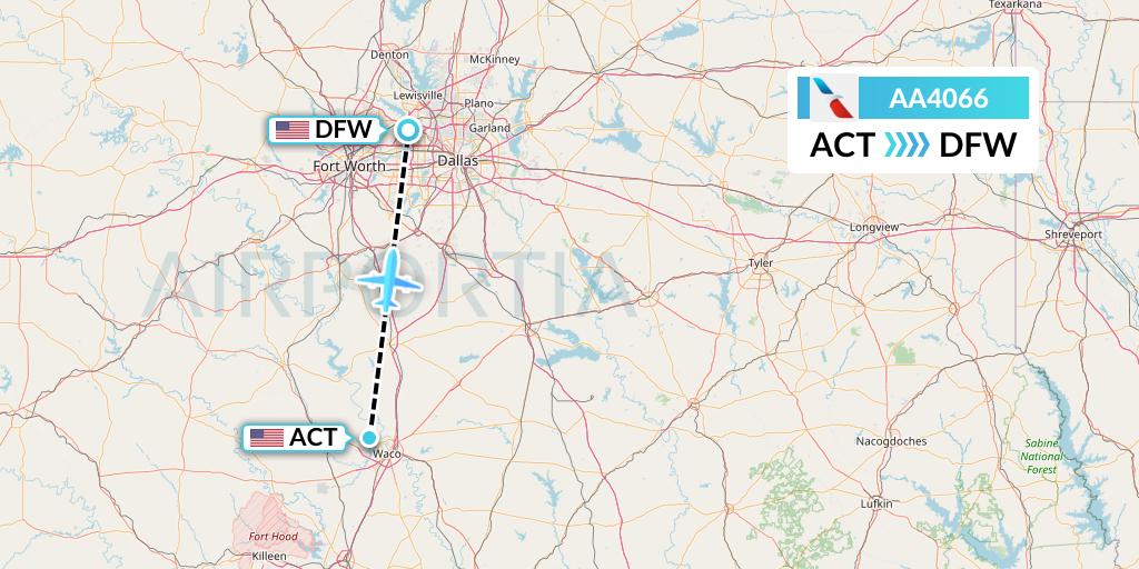 AA4066 American Airlines Flight Map: Waco to Dallas