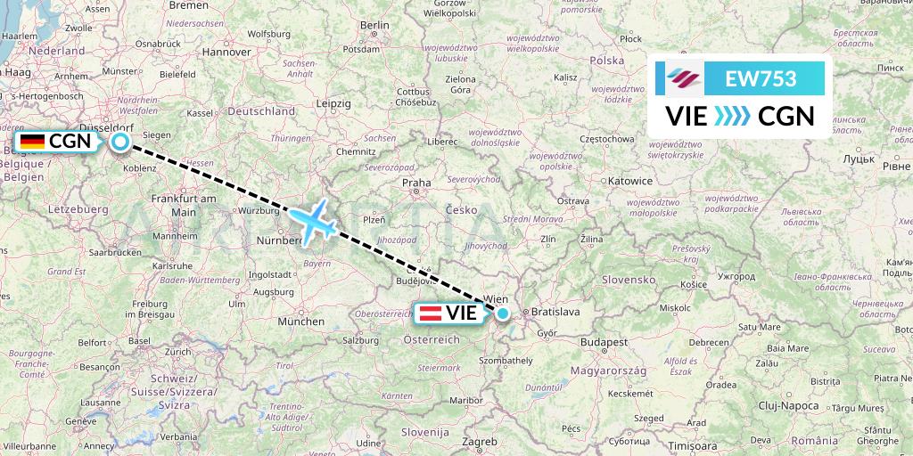 EW753 Eurowings Flight Map: Vienna to Cologne