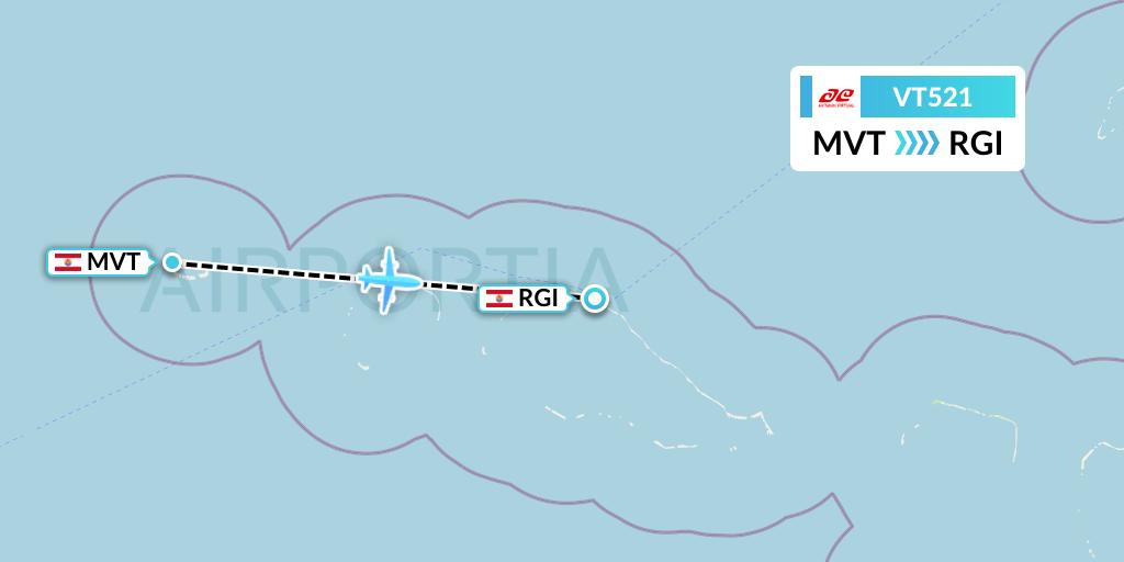 VT521 Air Tahiti Flight Map: Mataiva to Rangiroa