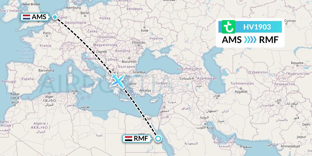 HV1903 Transavia Flight Map: Amsterdam to Marsa Alam