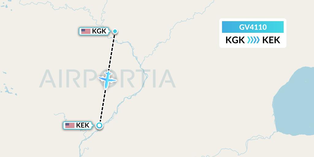 GV4110 Grant Aviation Flight Map: New Koliganek to Ekwok