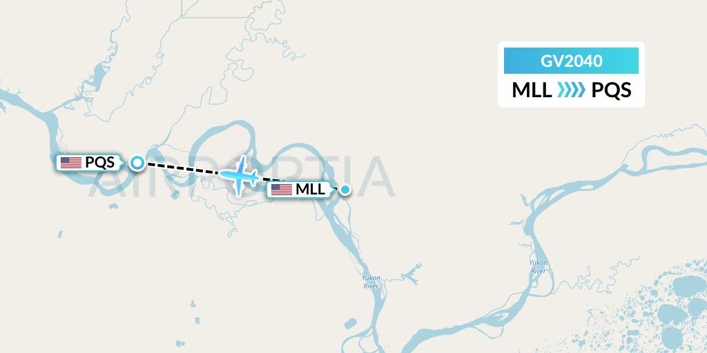 GV2040 Grant Aviation Flight Map: Marshall to Pilot Station