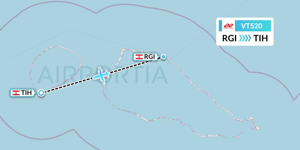VT520 Air Tahiti Flight Map: Rangiroa to Tikehau