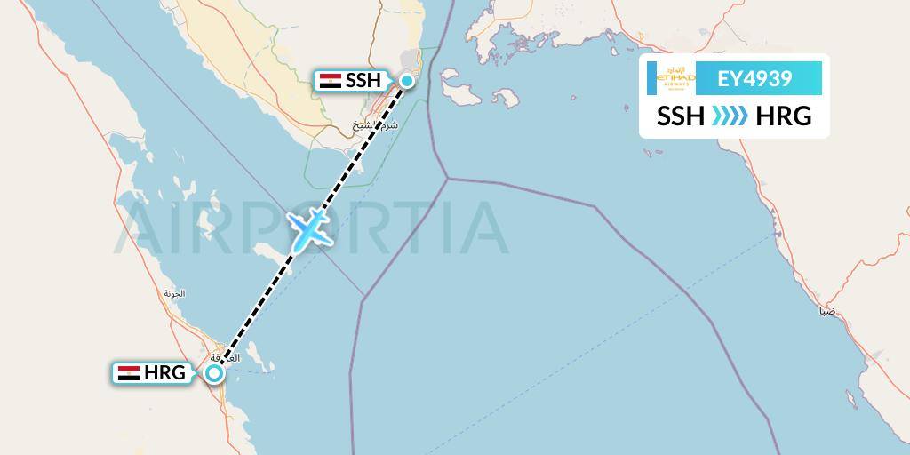 EY4939 Etihad Airways Flight Map: Sharm el-Sheikh to Hurghada