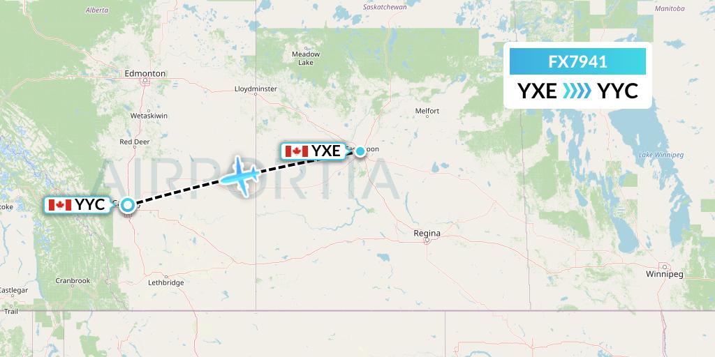 FX7941 Flight Status FedEx: Saskatoon to Calgary (FDX7941)